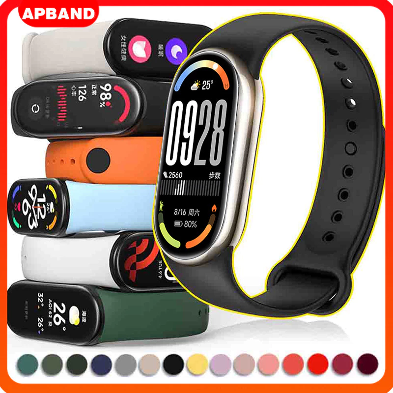 for Xiaomi Miband 10/9/8 สายรัดซิลิโคน สําหรับ Miband 8 สายรัดกีฬา กันน้ํา แบบนิ่ม