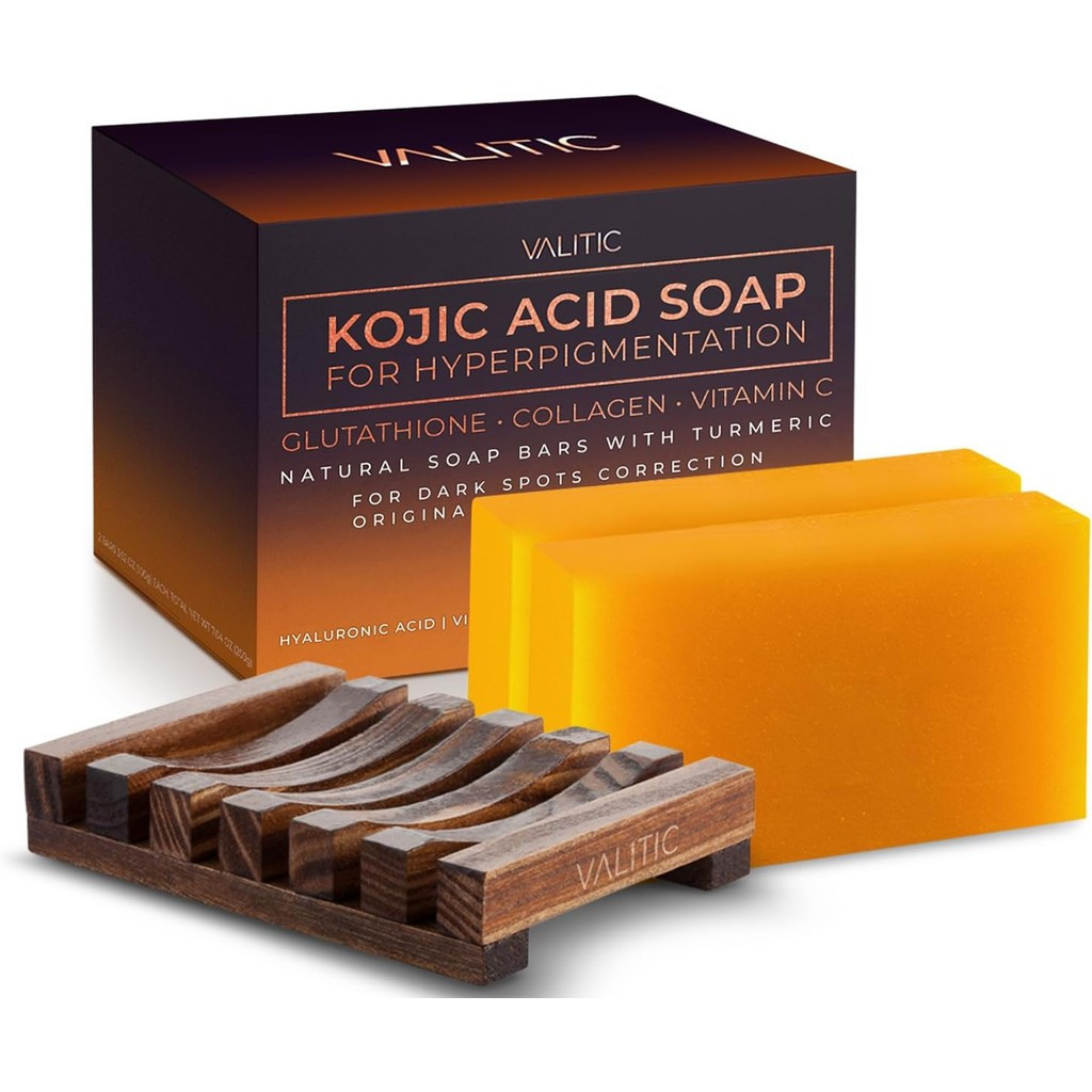 VALITIC สบู่กรดโคจิสําหรับระบายสี Excessive Adhesion-มีกลูตาไธโอน คอลลาเจน และวิตามินซี-สบู่บาร์ดั้ง