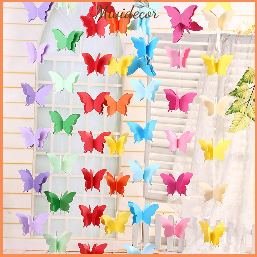 DIY paper สายแขวนตกแต่งผีเสื้อ 3D เลือกสี - SA123