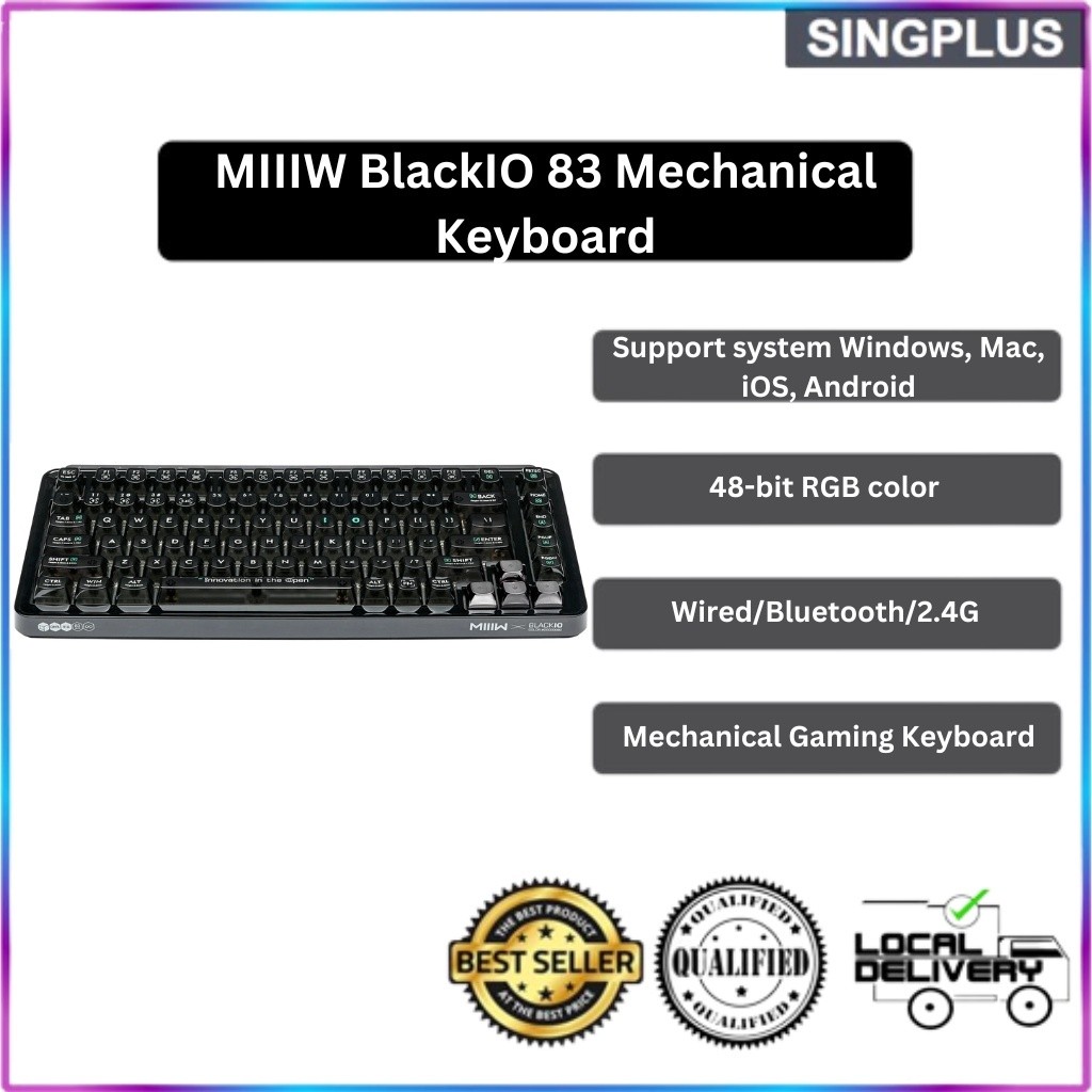 SG ผู้ขายท้องถิ่นMechanical Keyboard MIIIW BlackIO 83 Keys Gaming Keyboard MX Jellyfish Axis