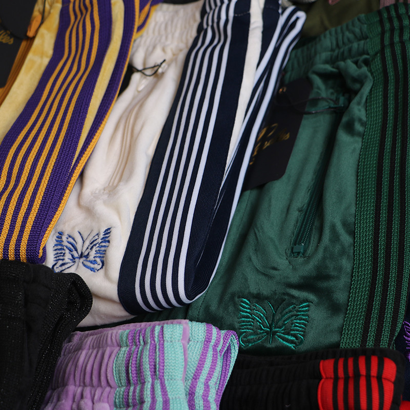 Street Wear NEEDLES กางเกงยีนส์กํามะหยี่หลวมตรง สำหรับทั้งผู้ชายและผู้หญิง