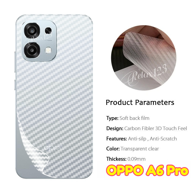 คาร์บอนไฟเบอร์ฟิล์มด้านหลังสําหรับ OPPO A6 Pro 5G 2025 Matte คาร์บอนไฟเบอร์ป้องกันหน้าจอสําหรับ OPPO A6Pro A6 A6i A6x OppoA6Pro Oppo A6Pro 5G 4G Anti-Scratch ป้องกันสติกเกอร์ฟิล์มนุ่ม