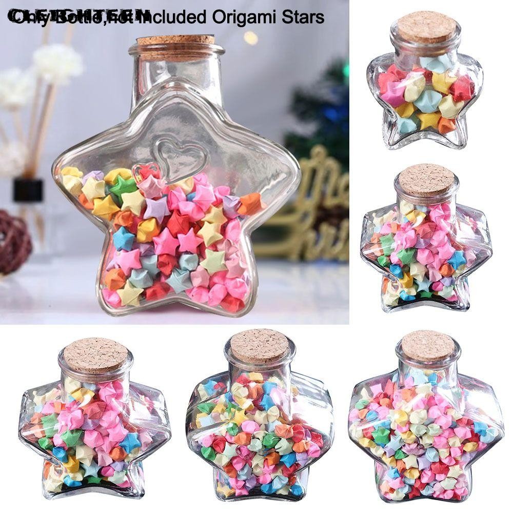 CLEIGHTEEN Wishing Bottle, Stars Shape Craft Origami Stars Glass Bottle, Mini Pentagram Storage Bott