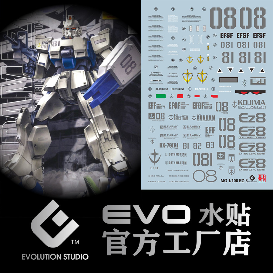 EVO MG 1: 100 Ez-8 Marine Type 08MS Team RX-79 G EZ8 สติ๊กเกอร์น้ํารุ่น