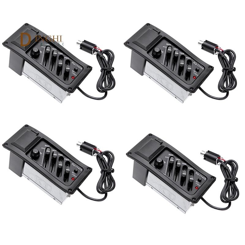 4 ชุด EQ-7545R 4 Band กีตาร์อะคูสติก EQ Preamp Equalizer EQ 7545R รถกระบะเครื่องขยายเสียง 6.5 มม.ติด