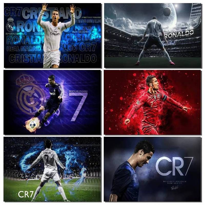 Cristiano SR - Ronaldo CR7 พื้นหลังการถ่ายภาพสำหรับปาร์ตี้วันเกิดเด็ก กับการ์ตูนโปสเตอร์