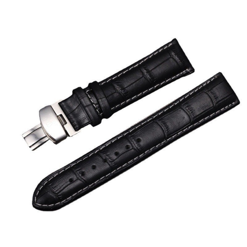 เข้ากันได้กับ Swiss Tevise Tevise Watch Belt Strap หนังแท้ First Layer