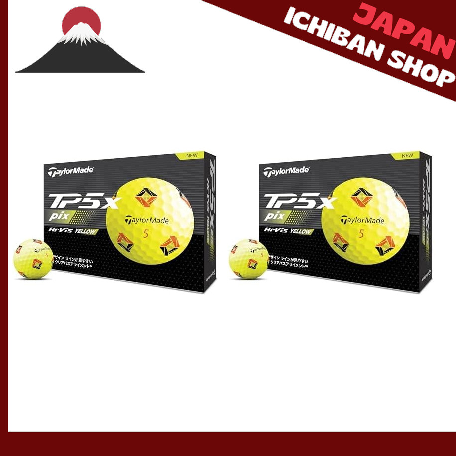 【จากประเทศญี่ปุ่น】 TAYLOR MADE TMJ24 TP5x pix YLW JPN 12pcs TP5x pix yellow golf balls 2024 model ye