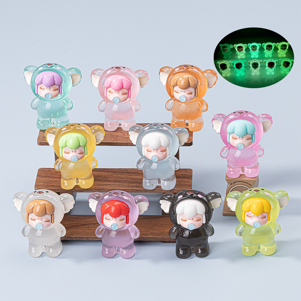10 ชิ้น Glow Bubble Koala Baby เรซิ่น Charms สําหรับ DIY (11-471)