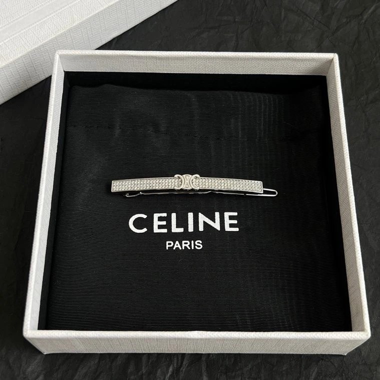 Celine กิ๊บติดผมทรงคลาสสิก อาร์คเดทรีอมฟเฟรช ประดับเพชรสีทอง ดีไซน์หรูกิ๊บยาว