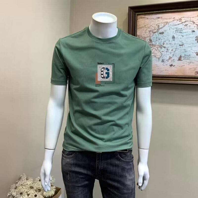 2025 NEW 2025 Short Sleeve T-Shirt Men Round Neck Summer New Ins Trendy Fashion Printed Half Sleeve 