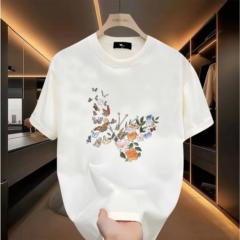 COD 2025 Heavyweight Short Sleeve T-Shirt Ins Summer Men's Half Sleeve Fashion Couple Base Shirt Tre