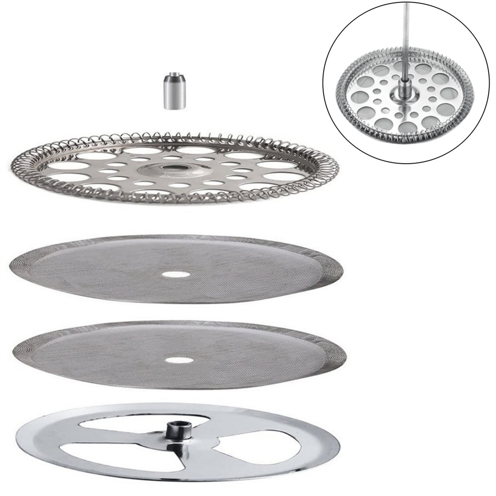 ⭐  การลดราคาครั้งใหญ่⭐ 4 ชิ้นสําหรับ French Press ตัวกรองตาข่ายแผ่นเกลียวชุดเปลี่ยนแผ่นข้าม[TRSBX-TH