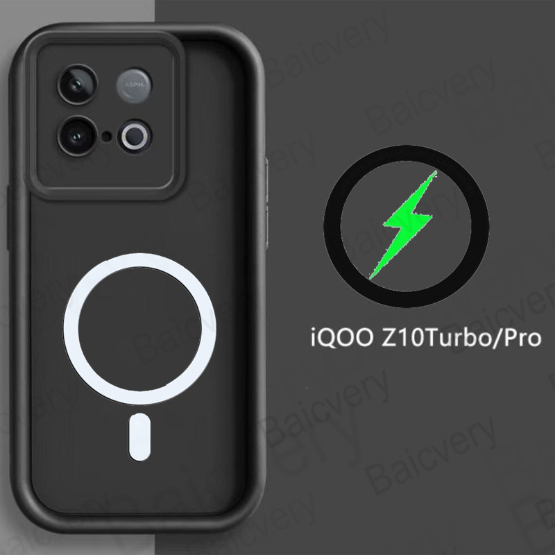 ปลอก IQOO Z10 Turbo / Z10 Turbo Pro / Z10 Turbo Plus เคสโทรศัพท์พร้อมสติกเกอร์ชาร์จไร้สายแบบแม่เหล็ก