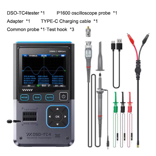 ใหม่ DSO-TC4 มัลติฟังก์ชั่น 3 In1 แบบพกพา Digital Oscilloscope ชุด 10MHz Bandwidth Wit Overload Prot