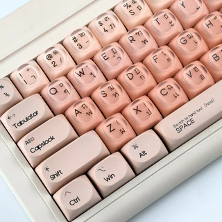 MAIMOOO Thai/English Liquid Foundation Keycap HOA โปรไฟล์ 132 คีย์ PBT PC Dye Sublimation รอบ Keycaps Wooting MAD Aula สร้างสรรค์น่ารัก Jelly สีชมพูไล่โทนสีไทย Keycap