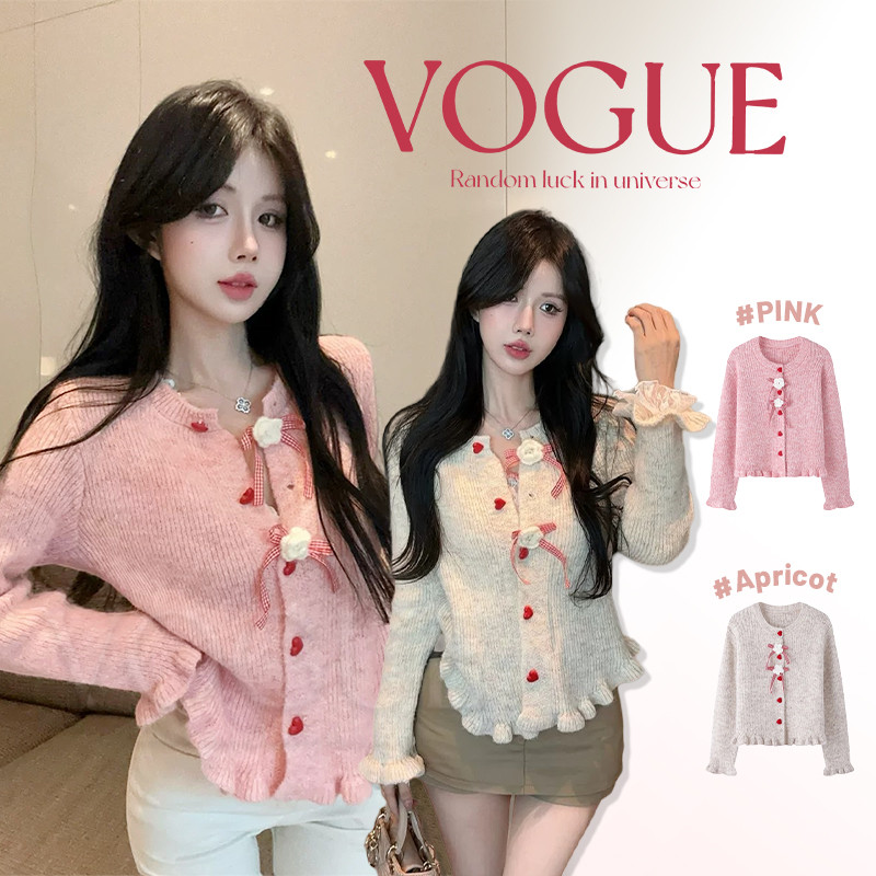 Vogue🌟พร้อมส่ง🌟 เสื้อแขนยาวไหมพรม สีพาสเทลน่ารักสสอง ใส่สบายมาก (CL1075)