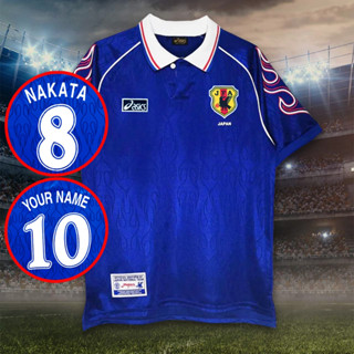 เสื้อฟุตบอลย้อนยุคทีมชาติญี่ปุ่น ปี 1998 สีฟ้า พร้อมทำชื่อแล…