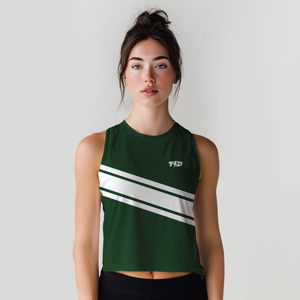 LSE22 Crop Tank Top Running Padel Gym "boston green 3lines" superairdrylite