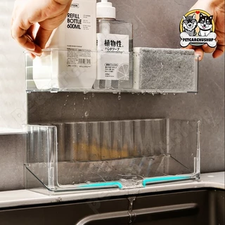 Kitchen Sink Rack ชั้นวางอ่างล้างจาน ชั้นวางฟองน้ำ วางน้ำยาล้างจาน ระบายน้ำได้ ชั้นวางของแบบวางตั้ง