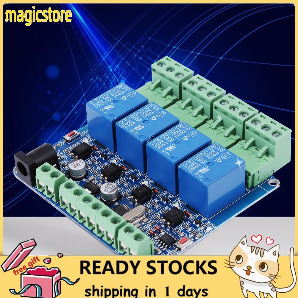 Macospice MacOspice-th Hilitand 4-Channel RS485 โมดูลรีเลย์ด้วย Optocoupler STM8S103F3 Microcontroll