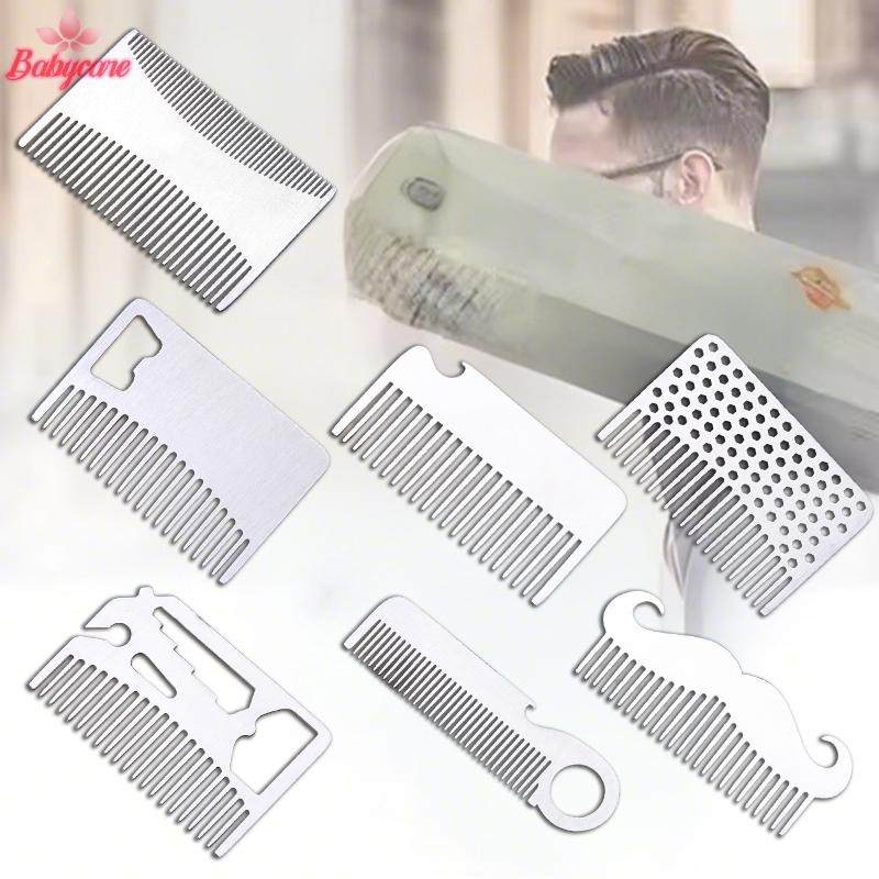 BYCE> สแตนเลสสตีลผู้ชาย Beardb น้ํามันแบบพกพา Headb สําหรับตัดผมหนวด Care Shaping เครื่องมือขนาดกระเป๋า Hairb ใหม่