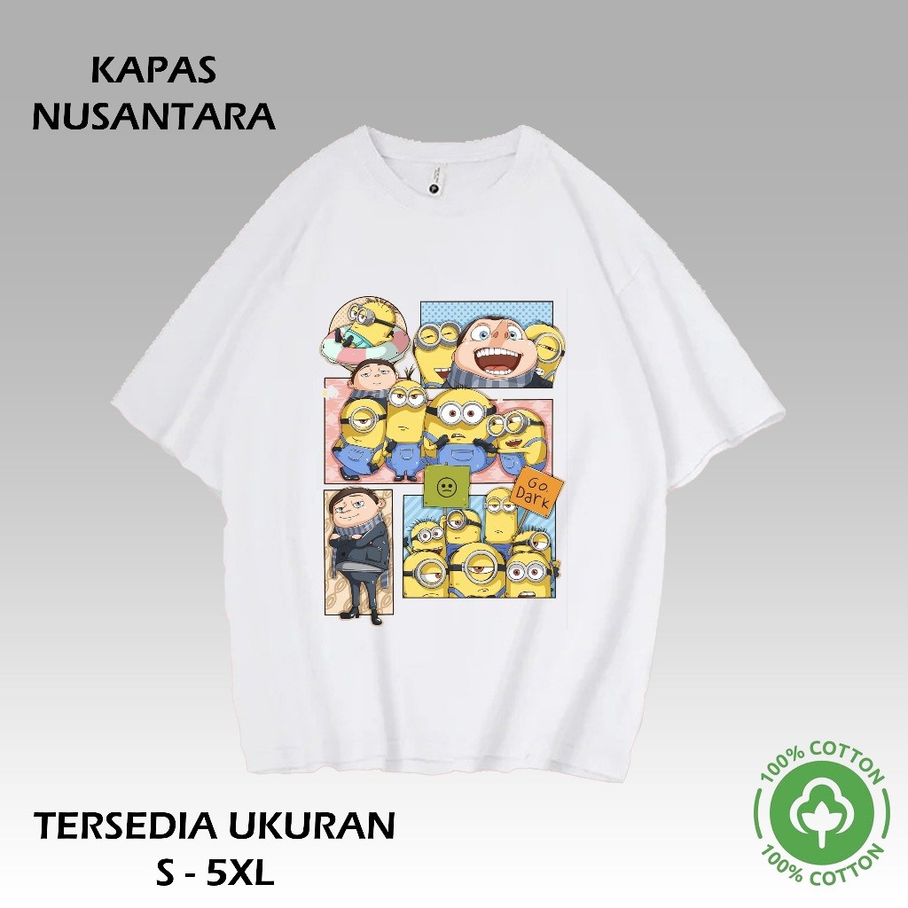 เสื้อยืดผู้ชาย Distro เสื้อยืดขนาดใหญ่ Minion การ์ตูนแอนิเมชั่น Despicable Me 100% Cotton Mens Women
