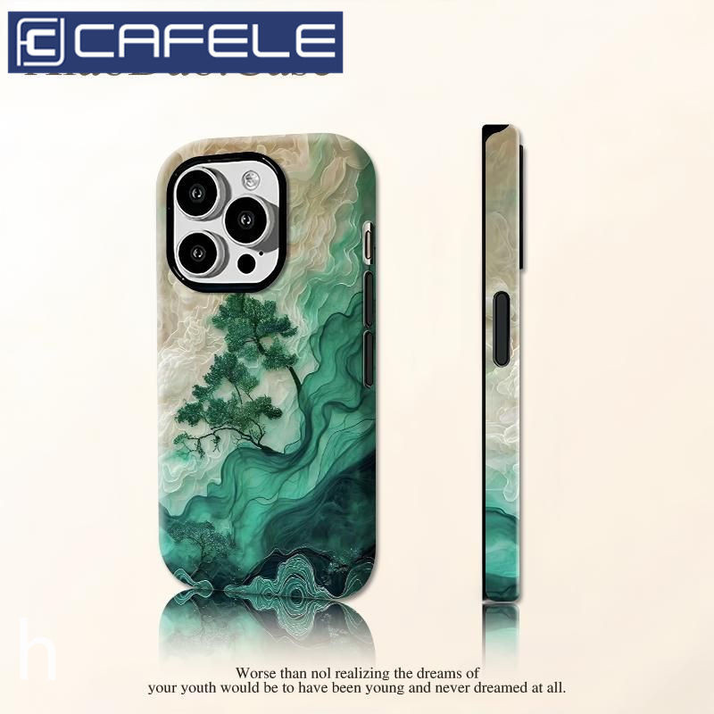 Kafele เหมาะสําหรับ iPhone Apple 16 เคสโทรศัพท์ 14/13pro/7 ฟิล์ม 2 in 1 15 เมฆอินเทรนด์ Green Pine Goods Sharing/10.04