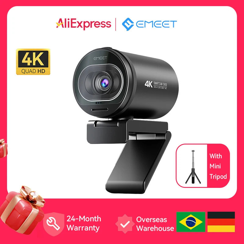 เว็บแคม 4k Emeet S600 กล้อง Usb 1080p 60fps สตรีมมิ่งกล้องเว็บ Autofocus Living Stream กล้องพร้อมไมโ