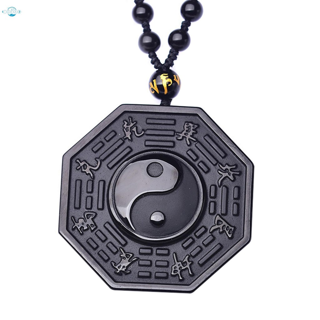 จี้หยก Obsidian Yin Yang Bagua สำหรับทั้งผู้ชายและผู้หญิง