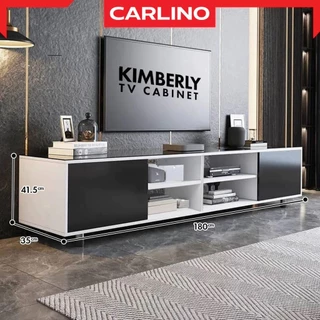 พร้อมส่ง CARLINO: ชั้นวางทีวี ตู้วางทีวี ขนาด 5 ฟุต/ 6 ฟุต ดีไซน์ทูโทน โมเดิร์น จัดเก็บของได้จุใจ Kimberly TV Cabinet