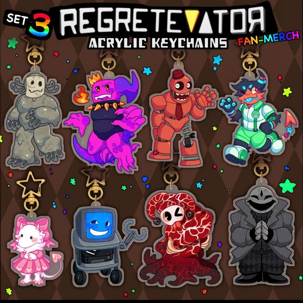 พวงกุญแจ SERIES 3 REGRETEVATOR - พวงกุญแจ: Fleshcosin, Jeremy, Reddy, Gregoriah, Mozelle, Scag, Slimyim, MR