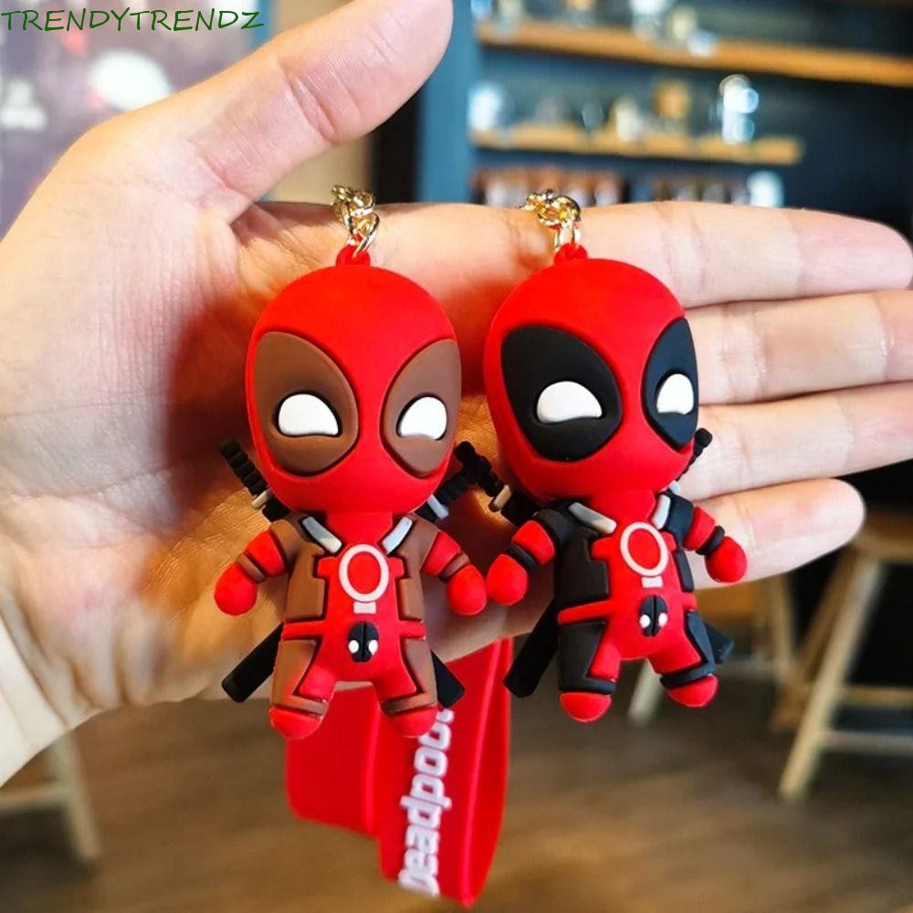 TRENDYTRENDZ Marvel พวงกุญแจ, Wade Wilson Action Figures Deadpool พวงกุญแจน่ารัก, วันเกิดรุ่น Q Keyh