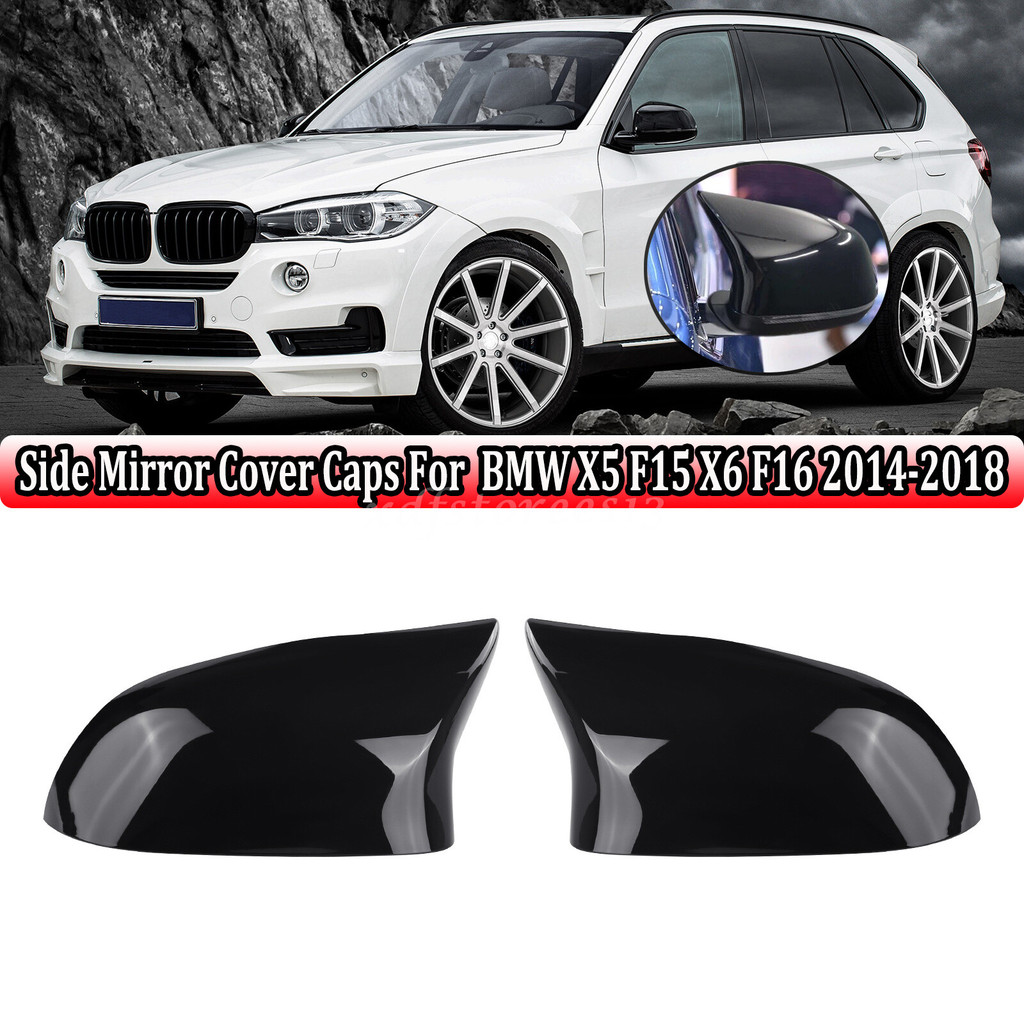 Glossy สีดํากระจกมองหลังด้านข้างสําหรับ BMW X5 F15 X6 F16 28i 35i 14-18