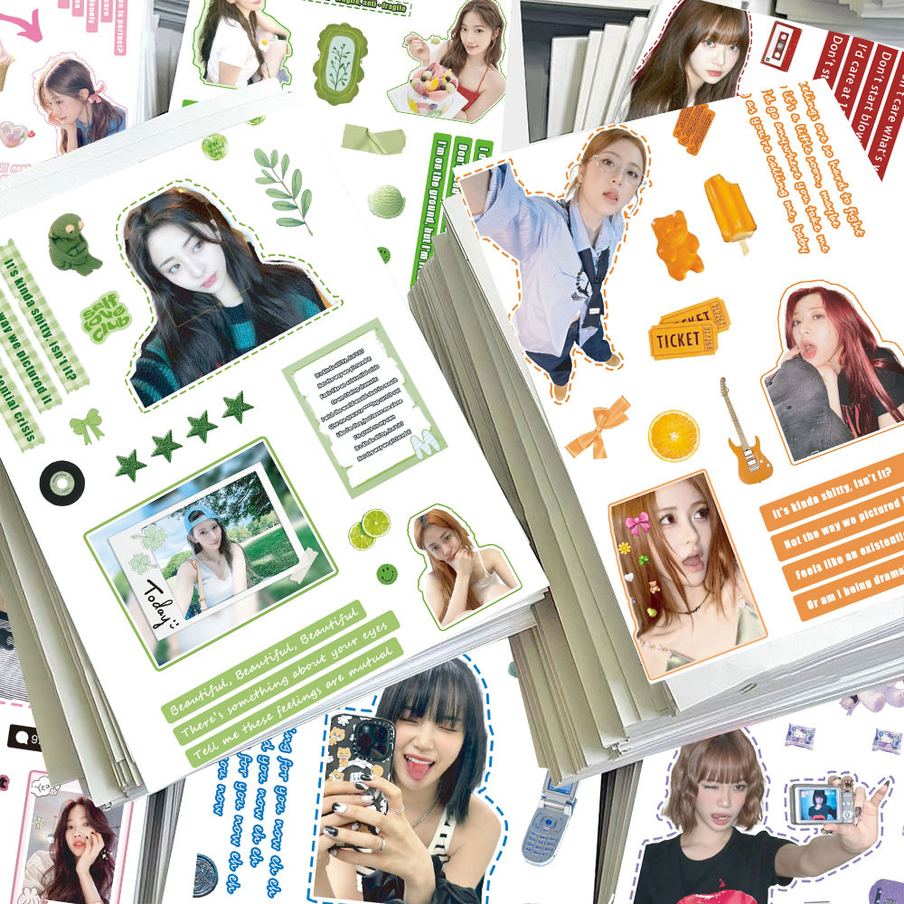 LE SSERAFIM สติ๊กเกอร์ K-Pop Girl Group (8 ชิ้น) - สติ๊กเกอร์ตกแต่ง DIY สําหรับสเก็ตบอร์ด ถ้วยน้ําแล