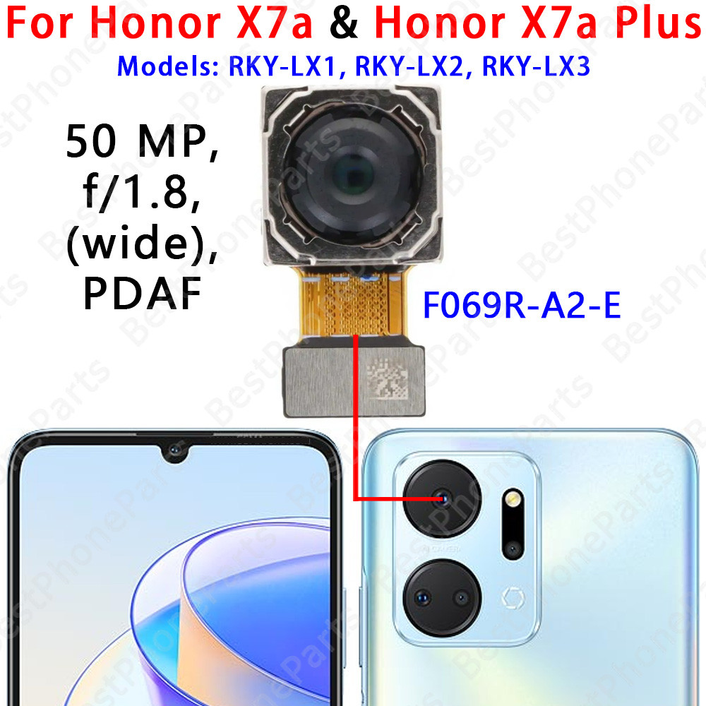 กล้องหน้าและหลังสําหรับ Honor X7a X7aPlus RKY-LX1 RKY-LX2 RKY-LX3 โมดูล Maincamera Ultrawide เปลี่ยน