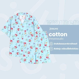Josilins ชุดนอน ผู้หญิง ลิขสิทธิ์ ดิสนีย์ Disney Princess เจ้าหญิง เสื้อแขนสั้น ขาสั้น ผ้ายืด พลัสไซส์ XL ML NEW 2025