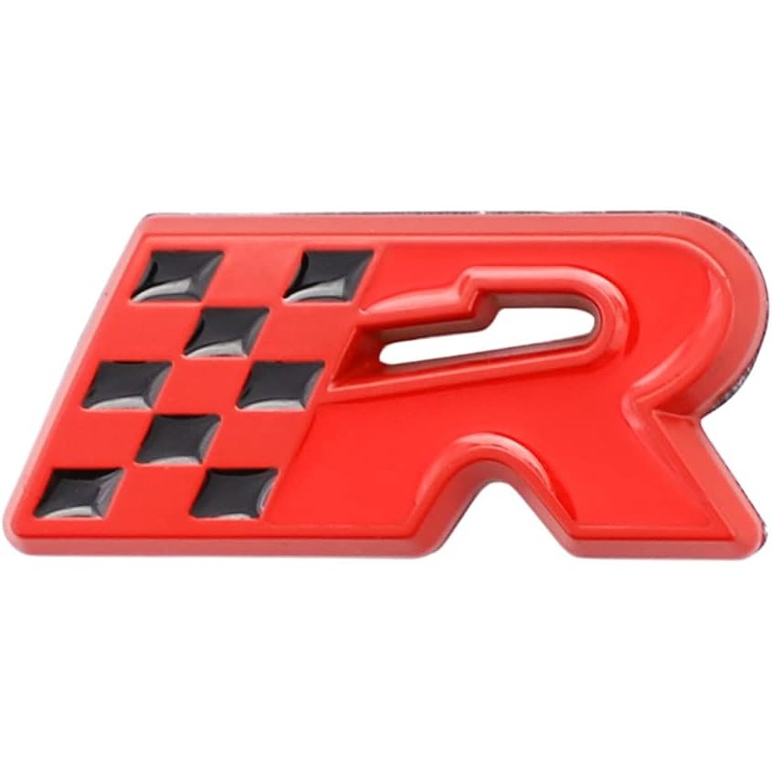 R Racing Flag Emblem Sport Badge รถด้านหลังด้านหน้า Hood Trunk ประตู Fender กันชนป้ายโลหะ 3D Decal ส
