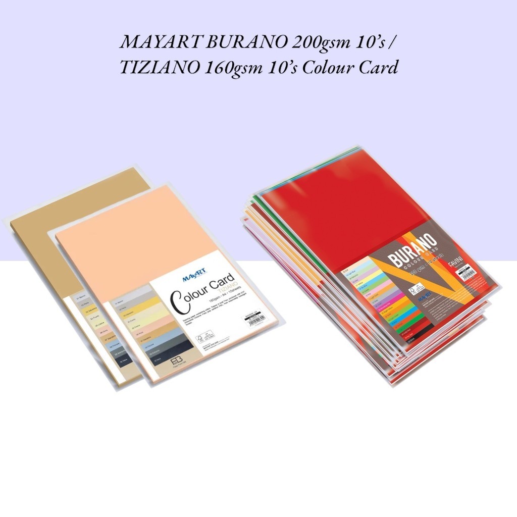MayPap MAYART Murano 200gsm Tiziano 160gsm A4 ขนาดการ์ดสี 10 แผ่นแพ็ค
