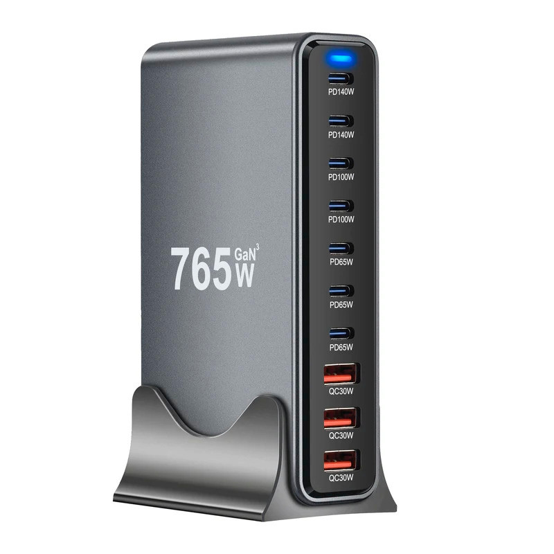 765W GaN Fast Charge 3.0 USB Type-C Quick Charger, 10-Port 7C3A PD Charger สําหรับมือถือและแท็บเล็ตแ
