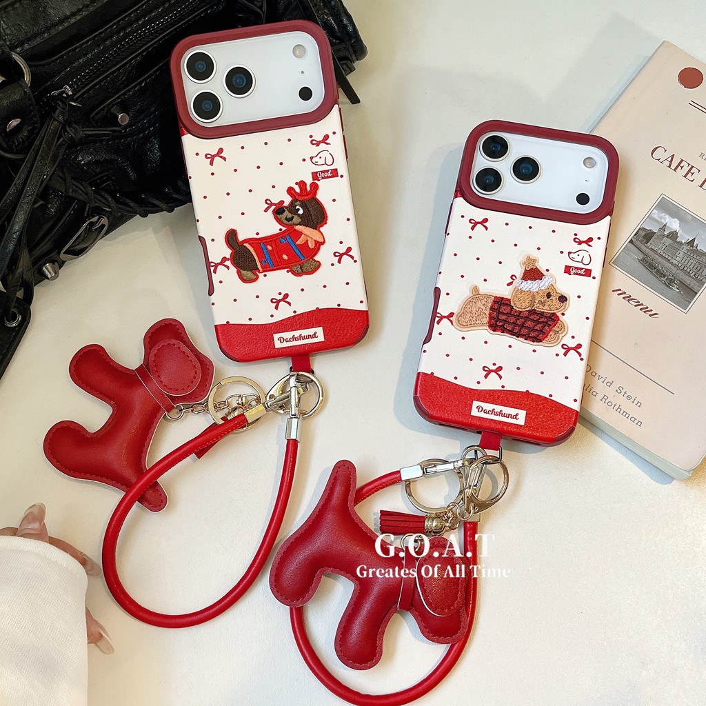GOAT ลาย 3D ปักสุนัขปลอกสําหรับ iPhone 17 16 15 14 13 12 PRO MAX iPhone 17 PRO MAX ป้องกัน anti-drop กลับกรณี