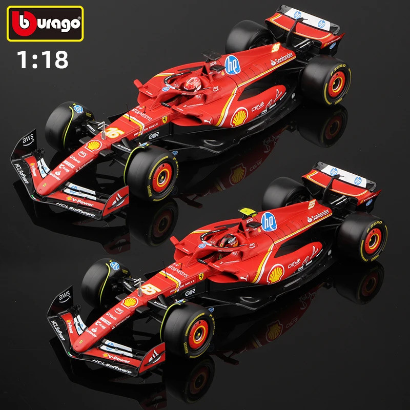 Bburago 1:18 Sf24 F1 รุ่น Ferrari สูตรรถแข่งรถของเล่น 2025 Season 16 # Charles Leclerc 55 # Carlos S