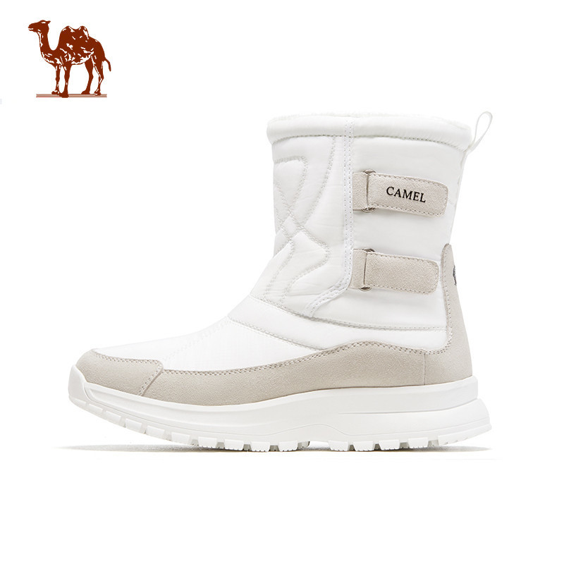 CAMEL CROWN รองเท้าบูทกันหิมะสำหรับผู้หญิงขนแกะรองเท้าบูทกลางแจ้งที่ให้ความอบอุ่น