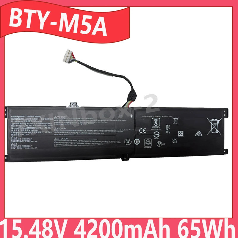 ใหม่ BTY-M5A 15.48V 4200mAh 65Wh แบตเตอรี่แล็ปท็อปสําหรับ MSI CREATOR M16 HX C14VEEG C14VFG C14VGG ด