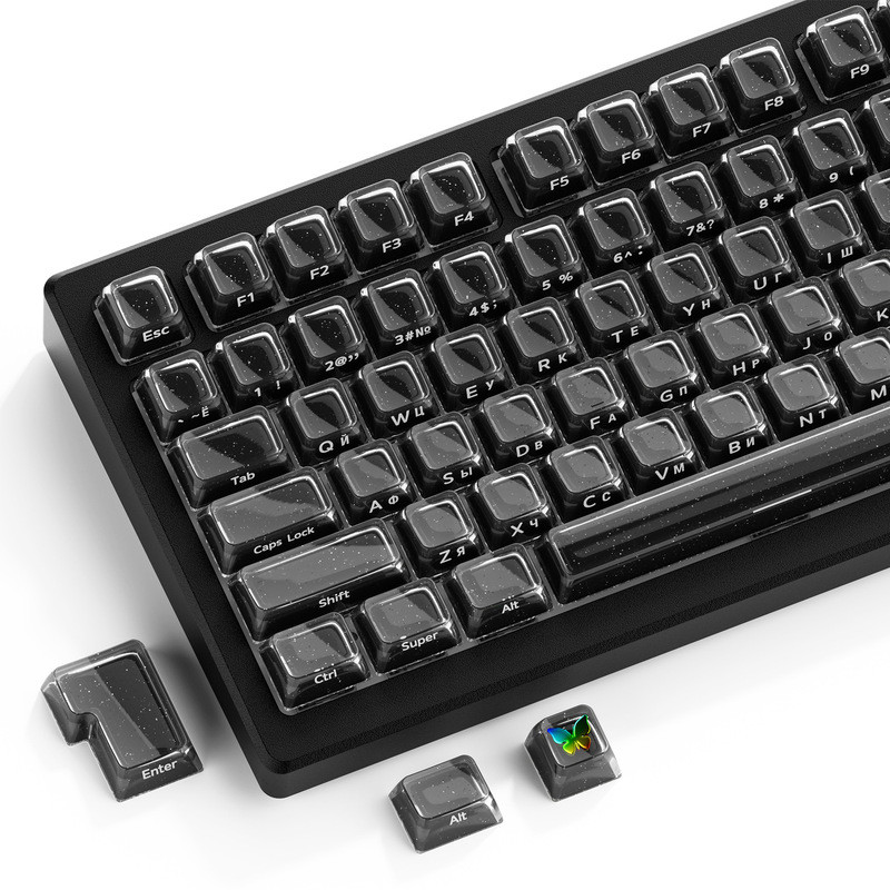 X XVX คริสตัลสีดํารุ่น 2.0 รัสเซีย PC + วัสดุ ABS คอมพิวเตอร์เกมสํานักงานเฉพาะคีย์บอร์ด Cross