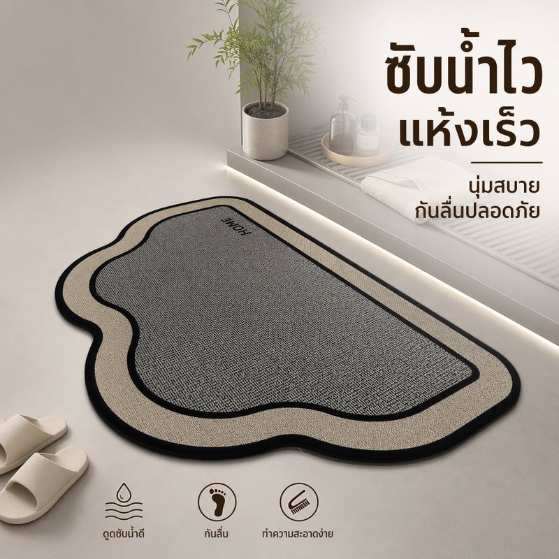 COD พรมห้องน้ำ ไดอะตอม กันลื่น ซับน้ำเร็ว แห้งไว นุ่มเด้ง กันเชื้อรา หน้าห้องน้ำ ทางเข้าบ้าน