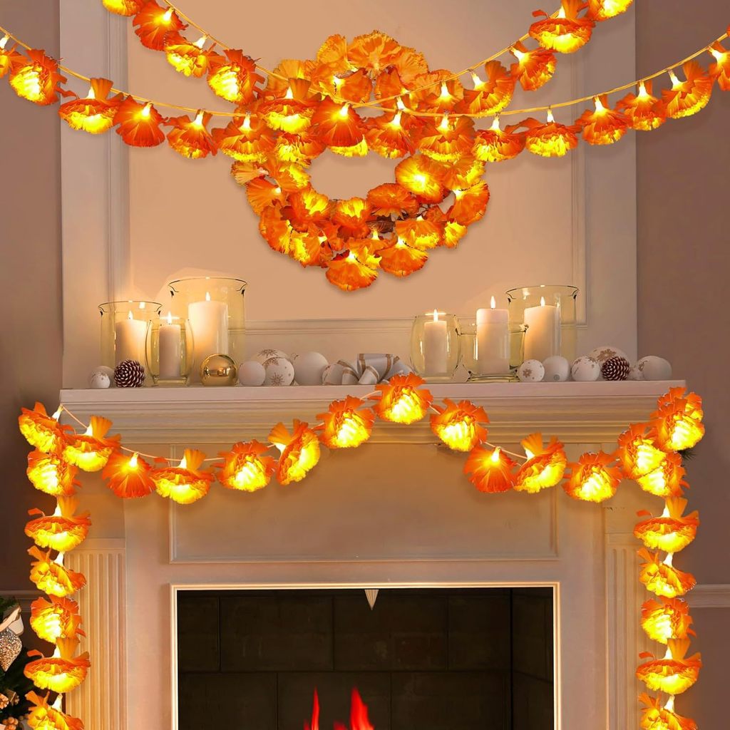 Diwali String Lights ใหม่ Dahlia Marigold ดอกไม้ไฟ Monarch ไฟนางฟ้าผีเสื้อสําหรับตกแต่งเทศกาล