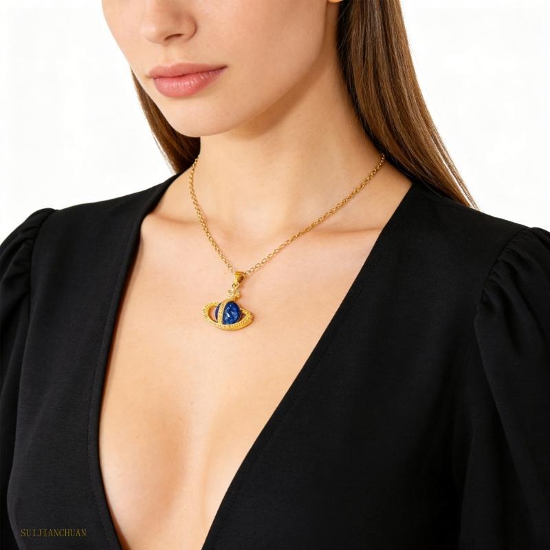 SJT Modern Full Rhinestones สร้อยคอจี้เครื่องประดับคอสําหรับสวมใส่เป็นเวลานาน