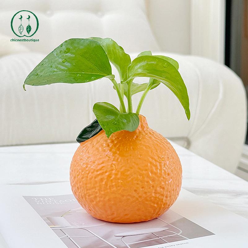 [Chicnest] แจกันรูปผลไม้สีส้ม Reproduction แจกันเคลือบเดสก์ท็อปแจกันศิลปะเดสก์ท็อปตกแต่งช่อดอกไม้ Centerpiece BU