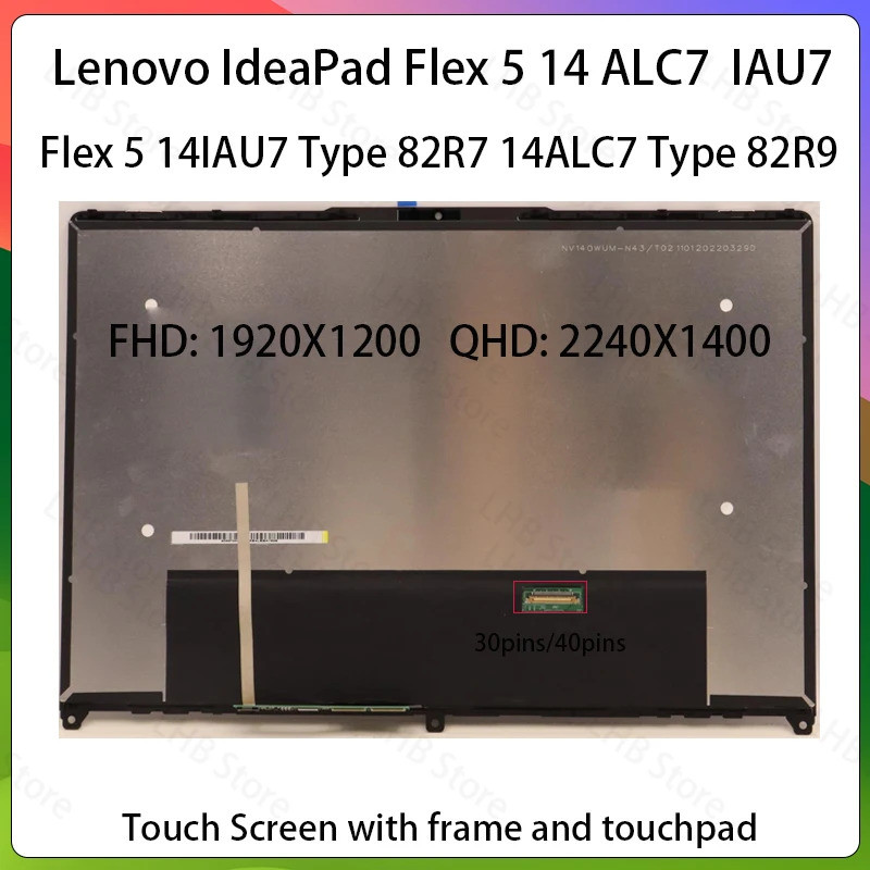 แล็ปท็อปหน้าจอ LCD สําหรับ Lenovo IdeaPad Flex 5 14ALC7 82R9 Flex 5 14IAU7 82R7 82TA จอแสดงผล M140NW